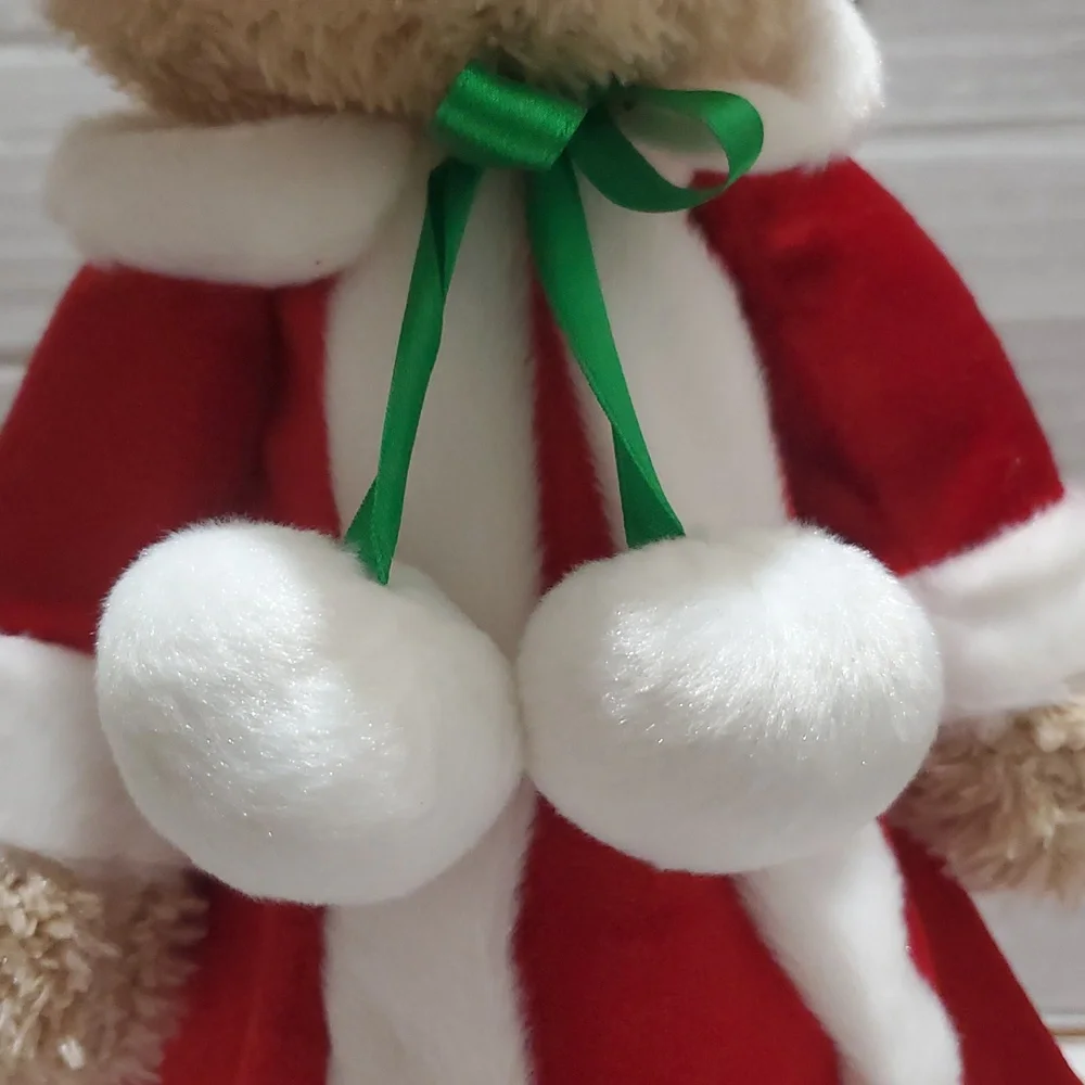 ANGEL Teddy Bear tree Topper  in Red Santa Outfit